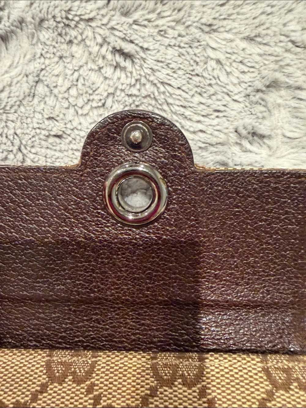Gucci Beige and Brown Eclipse GG Canvas Snap Wallet with Silver-Tone Closure
